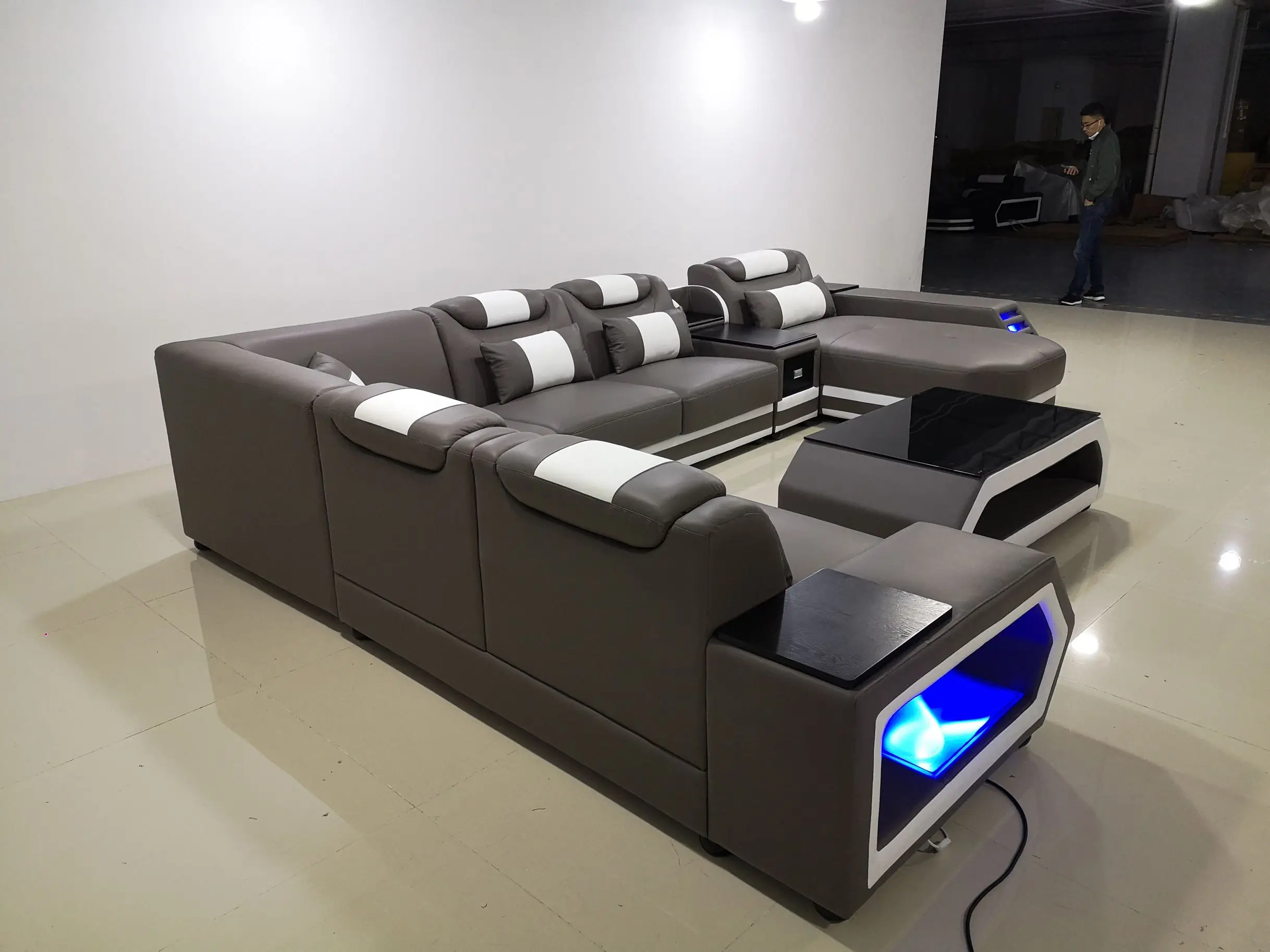 Cbmmart Modern Living Room Leather Sofas Set Furniture Multifunction