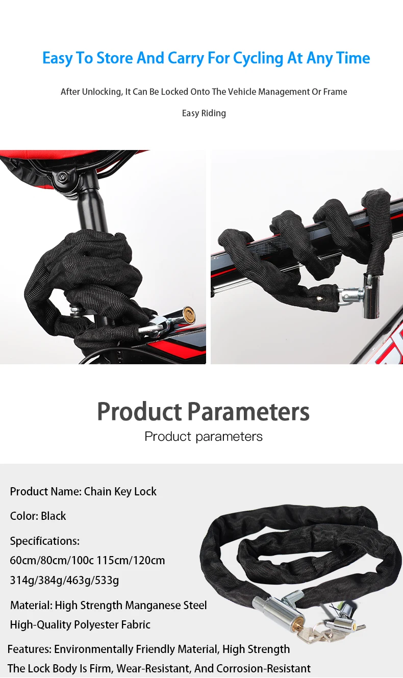 Anti-theft Bicycle Chain Lock High Security For Mountain Bikes_voghion.com