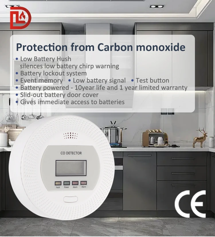 Carbon Monoxide Co Gas Detector Alarm Price With 10 Years Battery Life