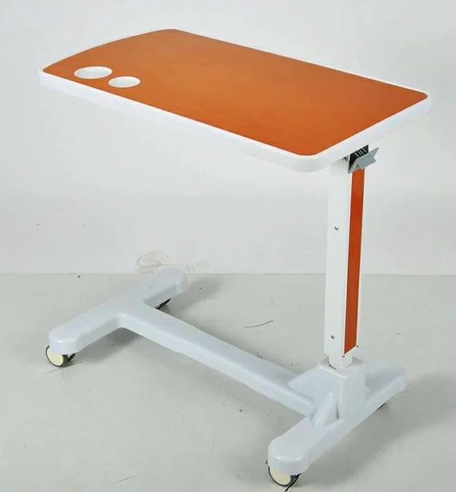 Jed Hebei Hengshui Manufacturer's Hospital Medical Furniture Movable ABS White Dining Table 4 Silent Wheels Brake Patient