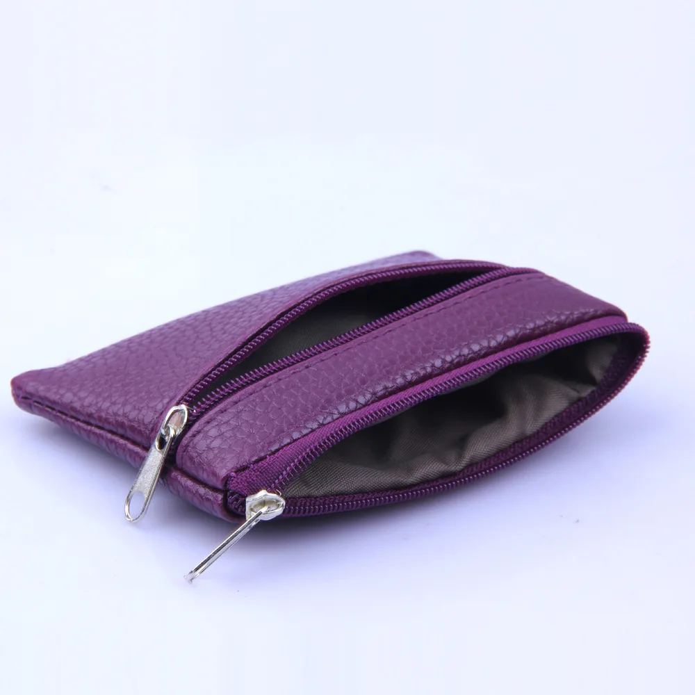 Factory Direct Sale Multi Color Coin Purse with Zipper Mini Small Thin Money Bag Wallet Pu Leather Change Pouch for Men Women