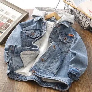 Custom Children Boys Denim Jacket Coat Cotton Casual Children Hooded Jeans Outerwear Coats Toddler Girls Jacket Clothes for Kids