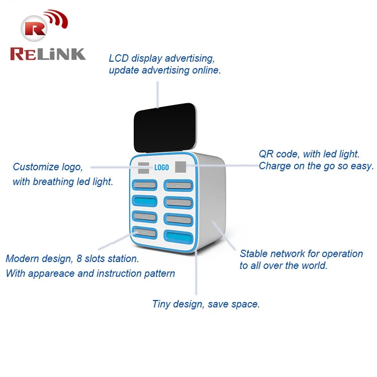 
8 портов портативная внешняя батарея для аренды зарядное устройство для телефона с общим доступом внешний аккумулятор зарядная станция 