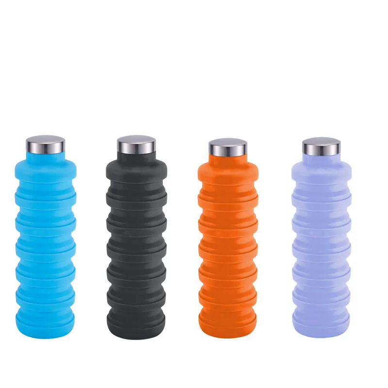 Silicone Foldable Travel Water Bottle With Leakproof Valve For Yoga ...