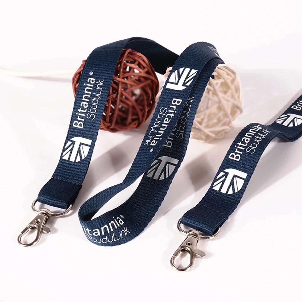 Customized Silk Screen Printed Logo Lanyard Promotional Polyester Keychain Mobile Phone Case with Custom LOGO