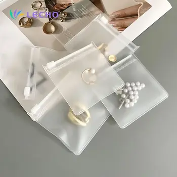 Custom Logo PVC Frosted Small Zipper Zip Lock Bags With Custom Logo /Clear Jewelry Pouch Packaging Plastic Bag For Earrings