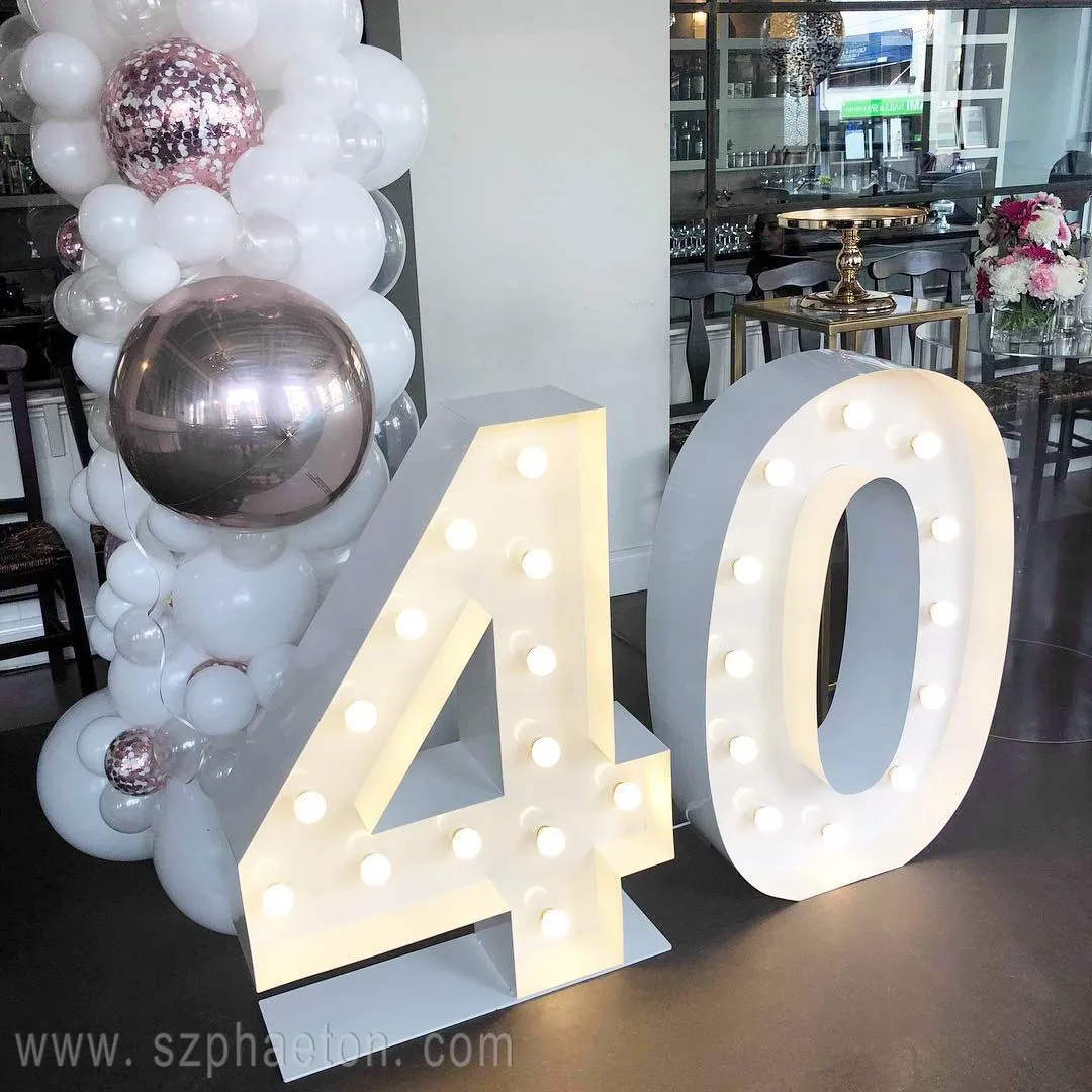 decorazioni del partito 40 ° compleanno, gigante ha condotto la luce su  marquee numeri lettere per forniture di festa di compleanno