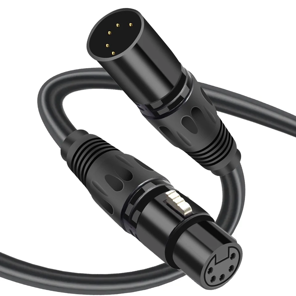 Dmx 5 Pin Xlr Mic Cable Male to Female Light Cable Xlr Connector 5 Pin for Professional Amplifier Stage Light Microphone