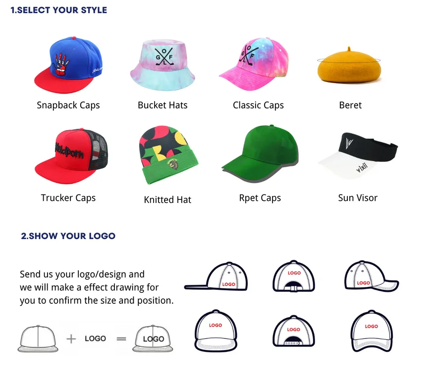 Design Own Cap Custom Embroidery 6 Panels Curved Brim Create Cotton Make Design Your ...