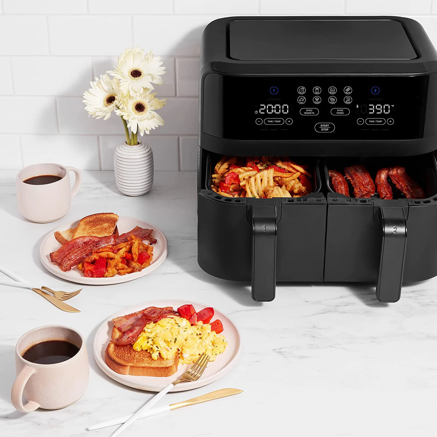 LCD Digital Double  air Fryer with Dual Basket Electric Intelligente Industrial Stainless Steel Without Oil air Fryer Ovens