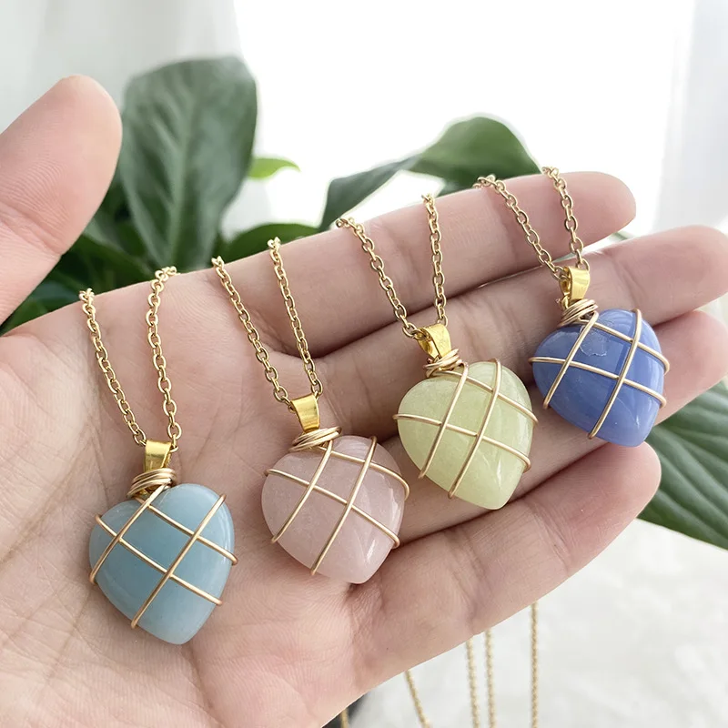 Handmade Wire Wrap Heart Birthstone Necklace SM-CZ-221107