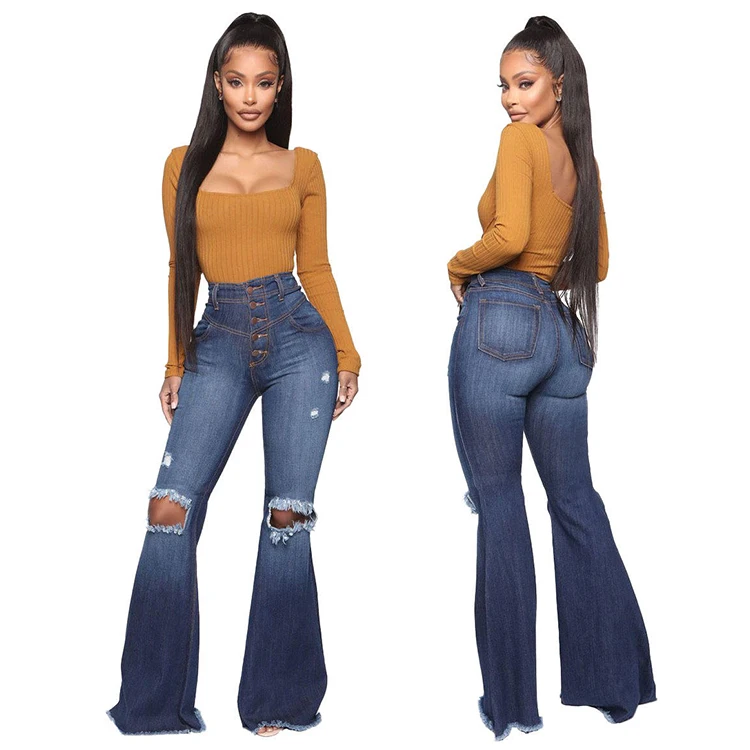 Flared Pants Plus Size Trousers Wide Leg Jeans for Women Jean Boots Woman Denim Clothes for Women Boot Cut Custom