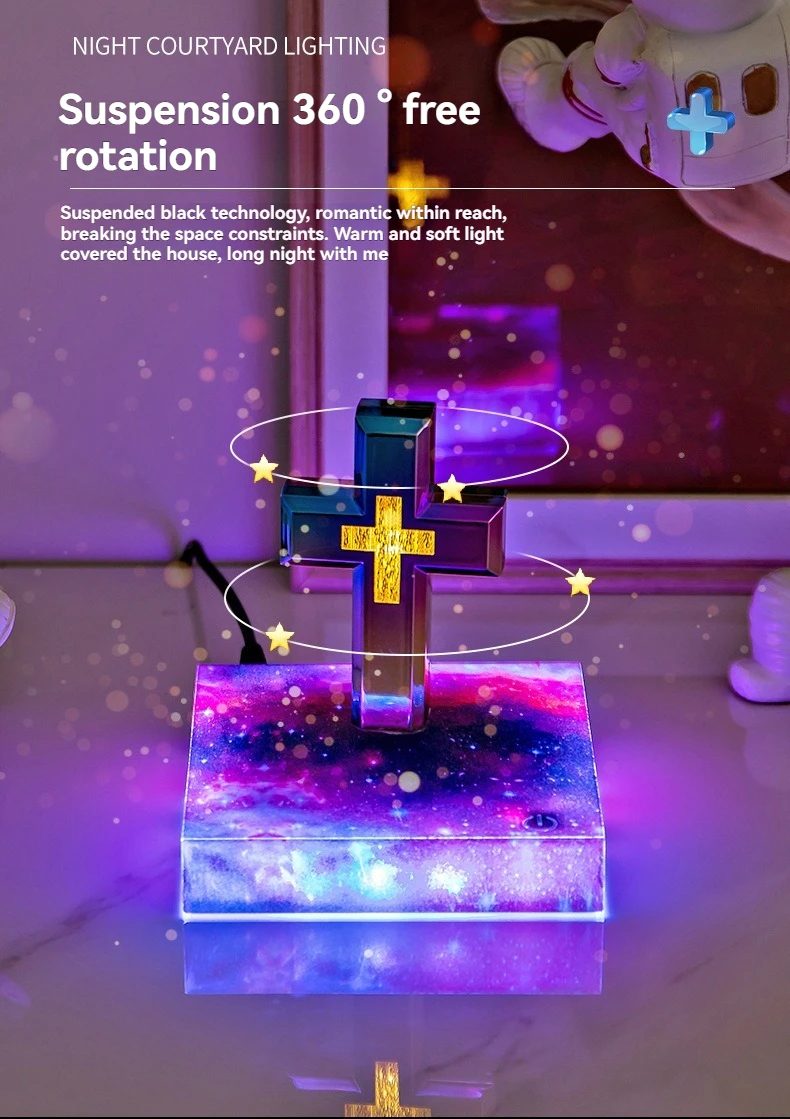 Personalized Gifts Decoration for Home Levitating Magnetic Floating Cross Table Lamp