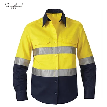 Factory hot sell reflective clothing 100%cotton fabric custom High Visibility long sleeve safety shirt cargo workwear