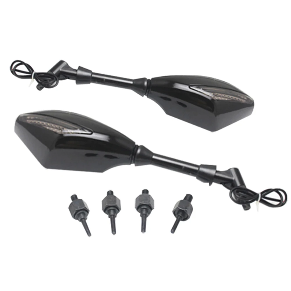 Universal Motorcycle Rear View Mirror 12V LED Turn Lights Side Mirrors Motorbike Rearview Mirror With Turn Signal Black