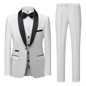 Slim Fit Shawl Collar Men's Suit Single Button Three-Piece Groom Wedding Dress Suit for Men