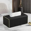 Rounded corner tissue box - large size, black with Italian stripes