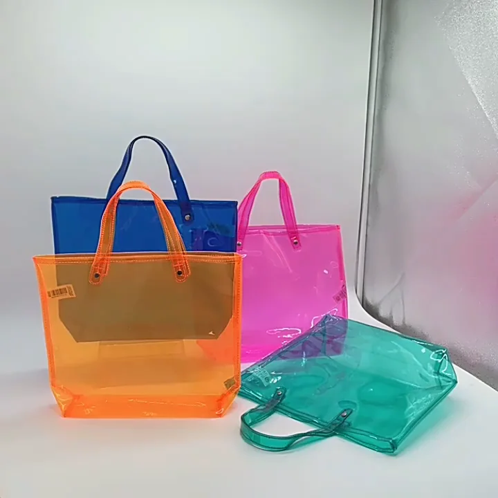 Buy Wholesale China Sh2261 Fluorescent Neon Bags Brand Wholesale Women  Inspired Luxury Clear Transparent Pvc Tote Bag & Tote Bag at USD 13.99