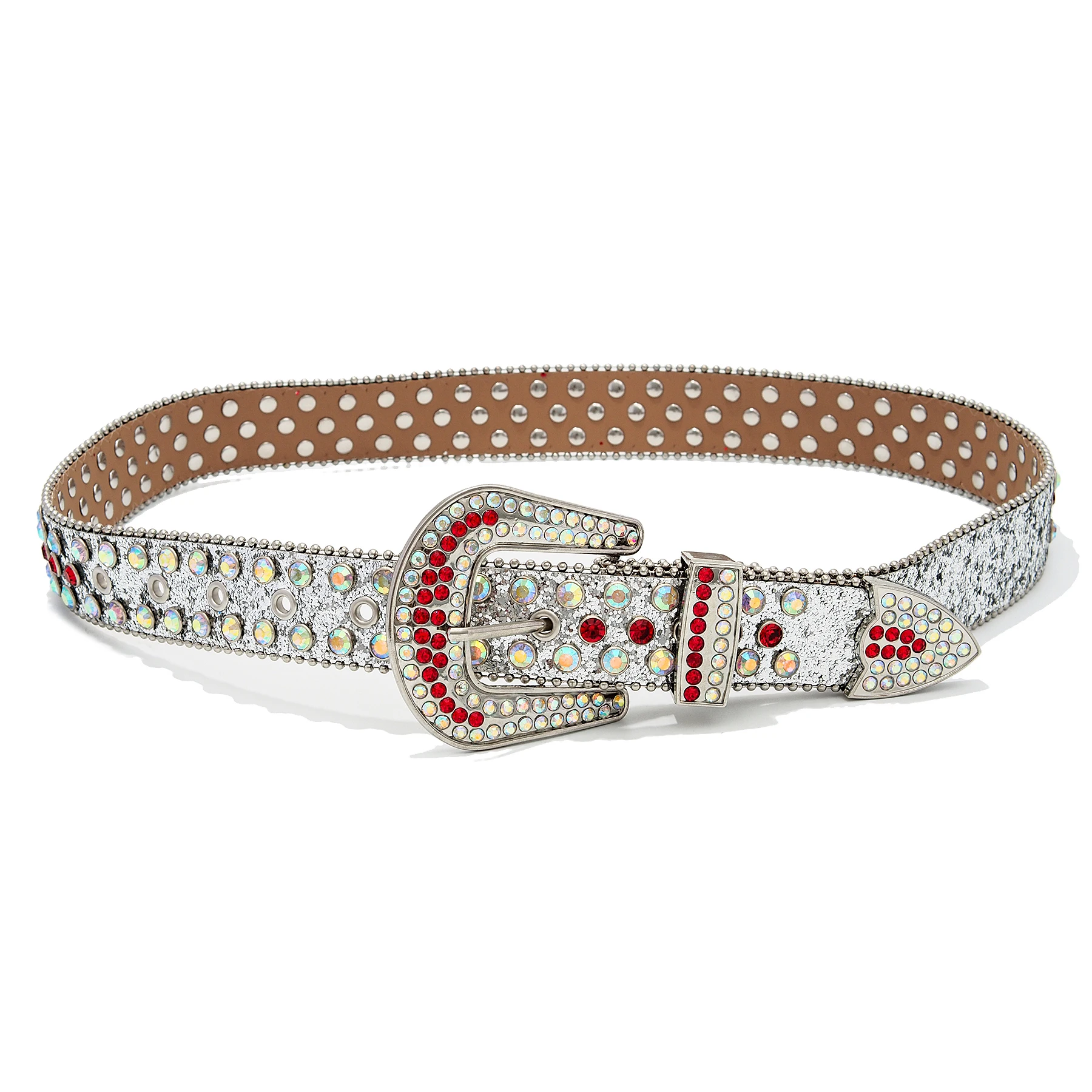studded bb belt B.B. SIMON Swarovski Crystal Silver Studded Cowgirl Western  main image 2