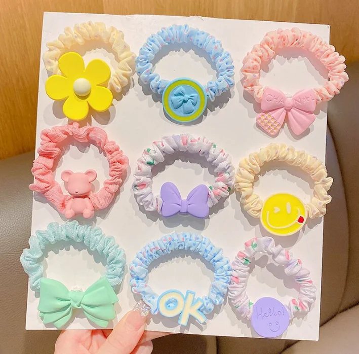 Новое поступление 2022 милые летние резинки для волос эластичные набор аксессуаров девочек
