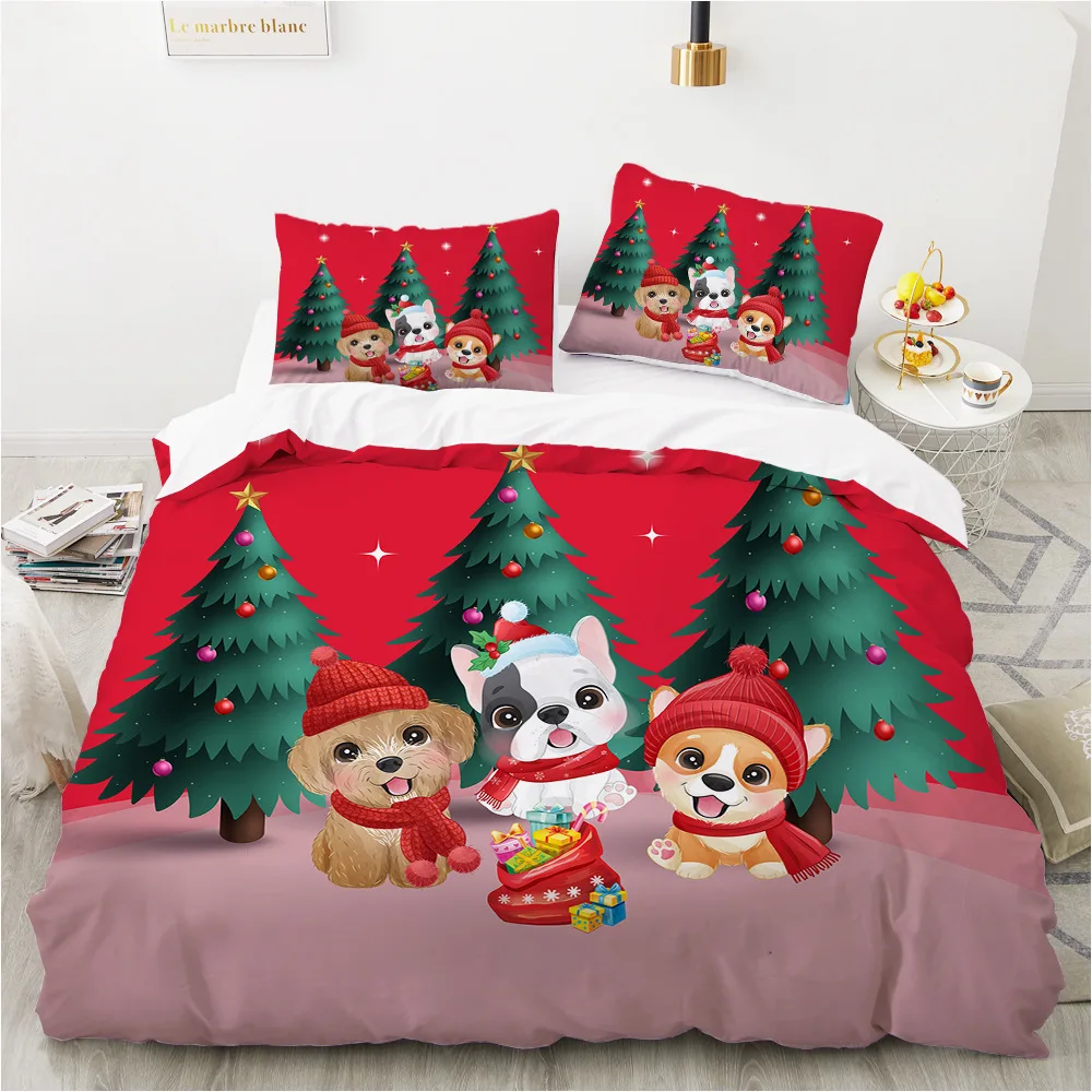 Children's Duvet Covers with Pillowcases Three piece Christmas Bedding Set Polyester Kids Bedding Set with cartoon characters details