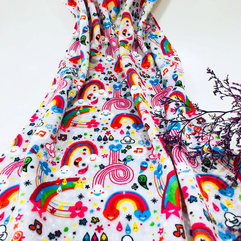 Оптовая продажа Детские принты ткань цифровая печать Minky индивидуальный узор для детского одеяла