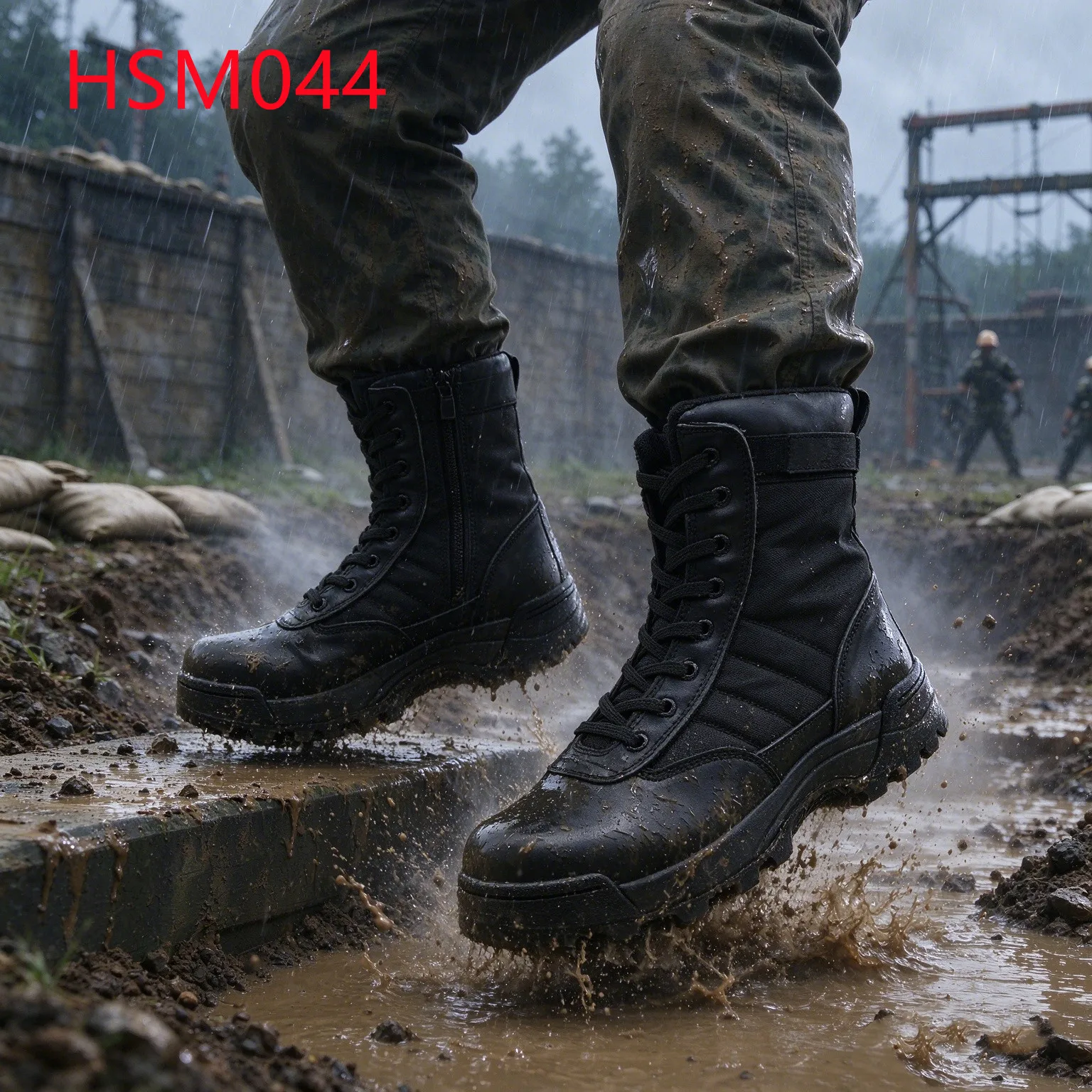 LXG,Backcountry Hiking Anti-impact Outsole Hua Singh Military Boots Printed Eyelets Design 8'' Tactical Gear Boots with Zip HSM044
