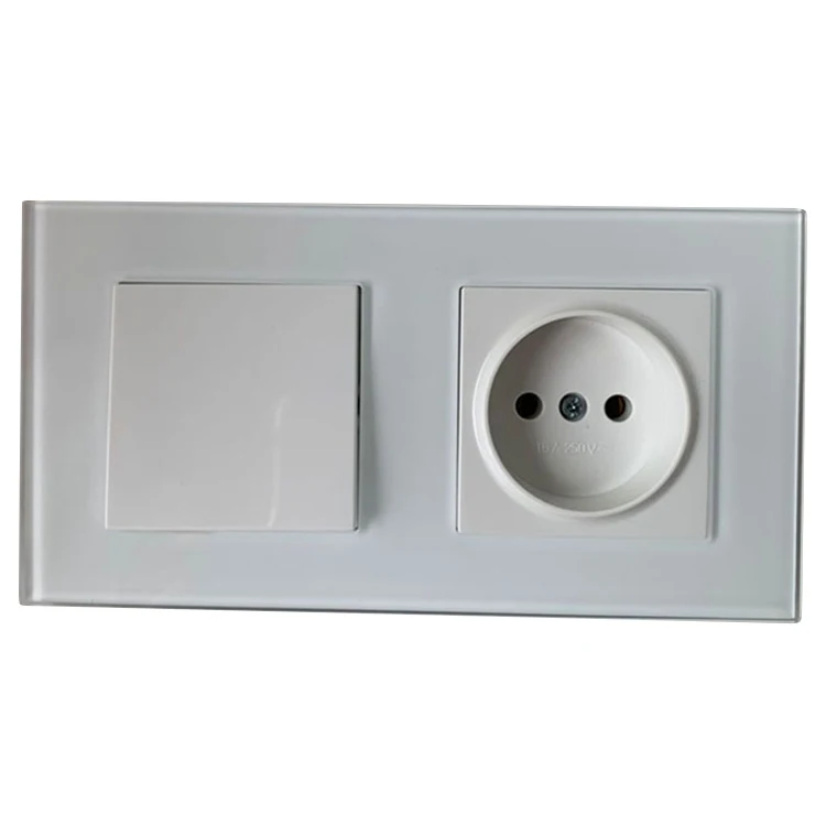 VNX Wholesale Price EU Standard Switches Sockets New Arrival Double Socket Crystal Glass Panel Socket