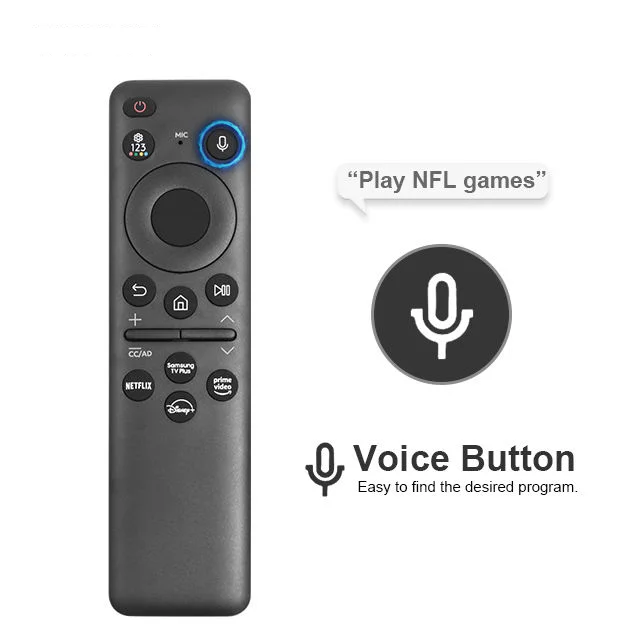 Samsung TV Remote Control with Voice Functionality ABS Plastic Material Solar Charging Compatible with All Samsung Smart TVs