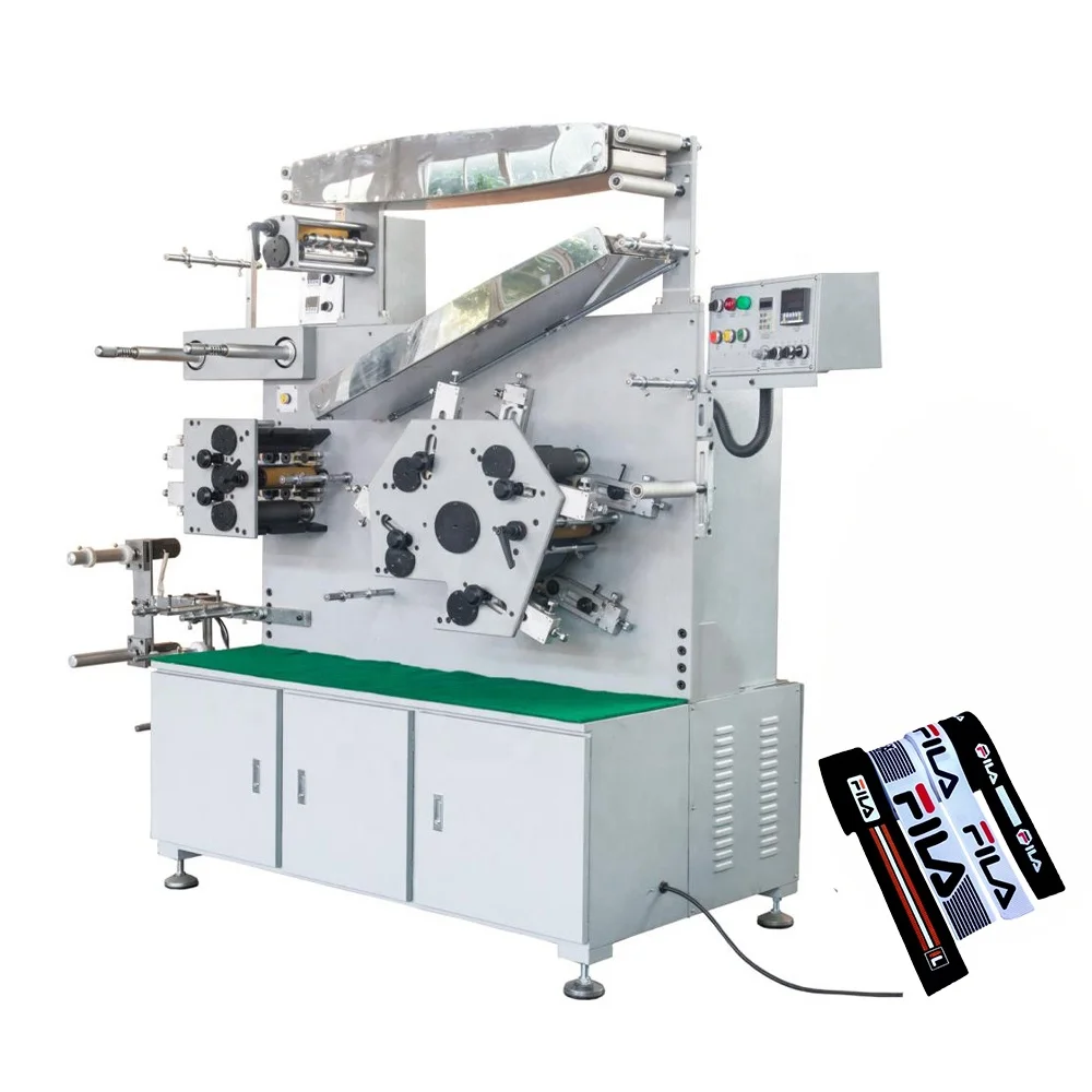 4+2 Colors Roll to Roll Flexo Fabric Garment Satin Ribbon Label Printing Machine for Washing Care Nylon Taffeta Label