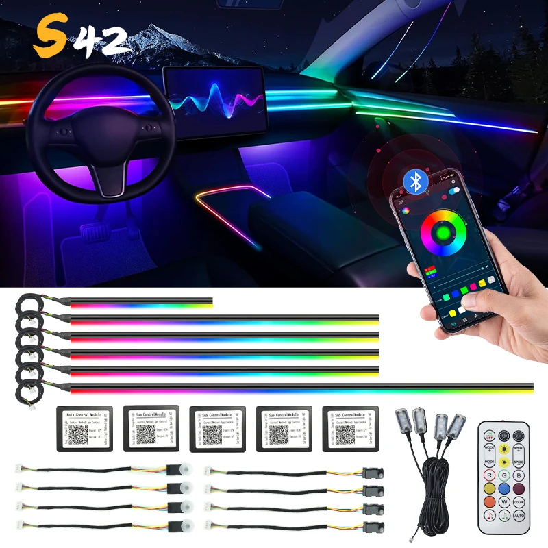 Universal 12v Leds Bluetooth Music Ambient Lighting Car Lights Interior