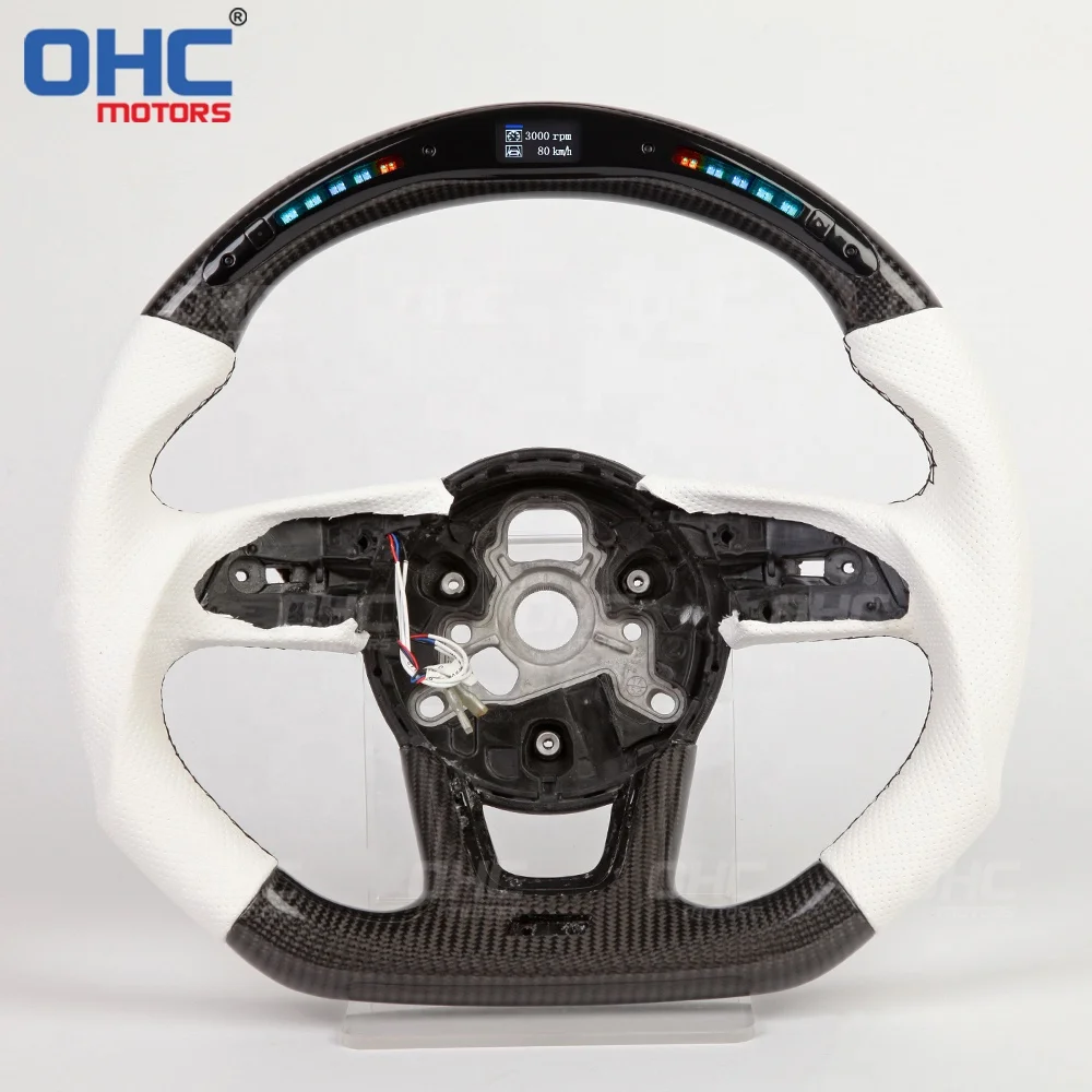 Custom LED RPM Steering Wheel for Audi RS3 8V 8Y RS4 RS5 S3 S4 S5 RS Leather Honeycomb Carbon Fiber Steering Wheel