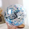 Ballon de plage bleu à paillettes de 30 cm après gonflage