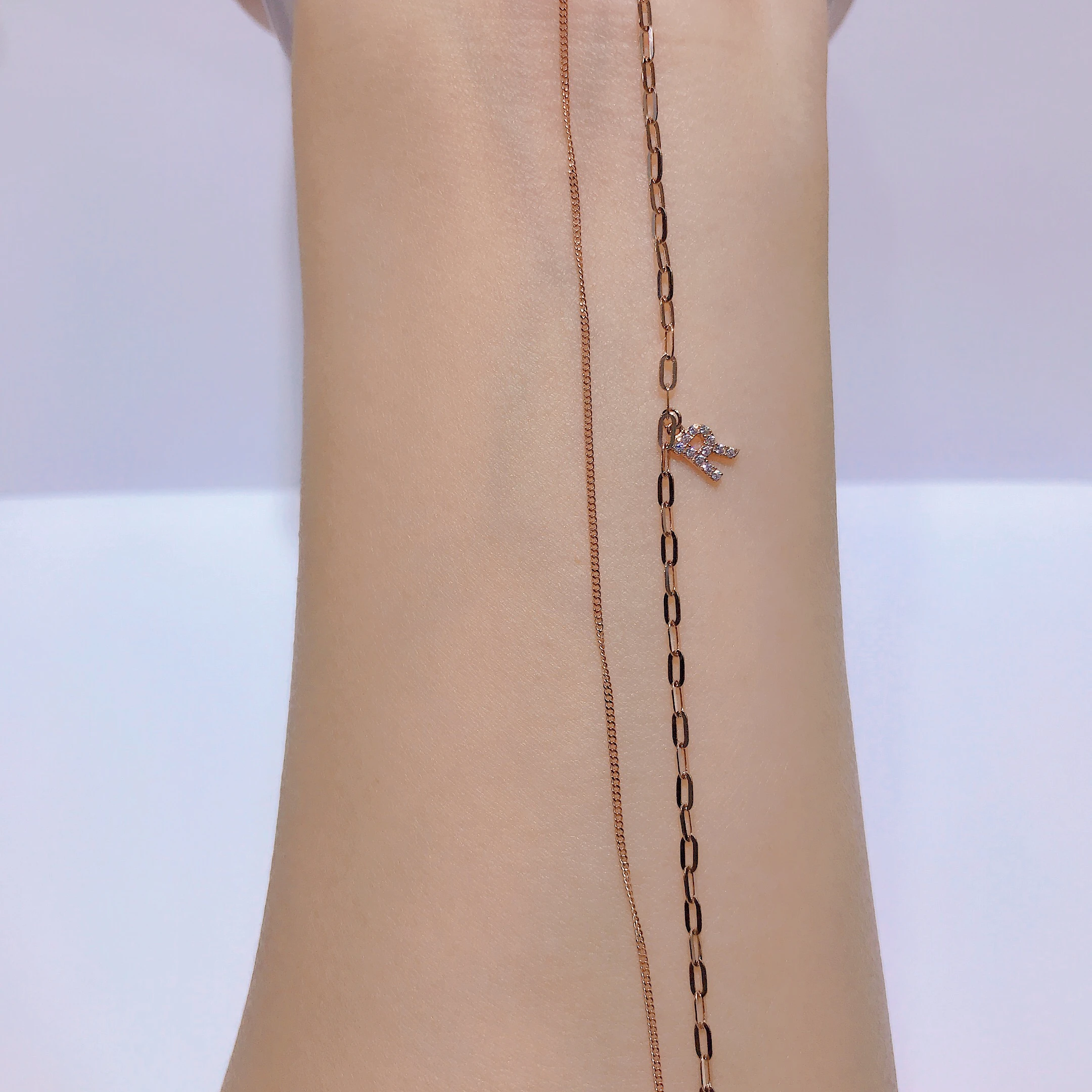 Wholesale Link Anklet Chain Anklet 18k Real Gold R Letter Anklet Jewelry for Women