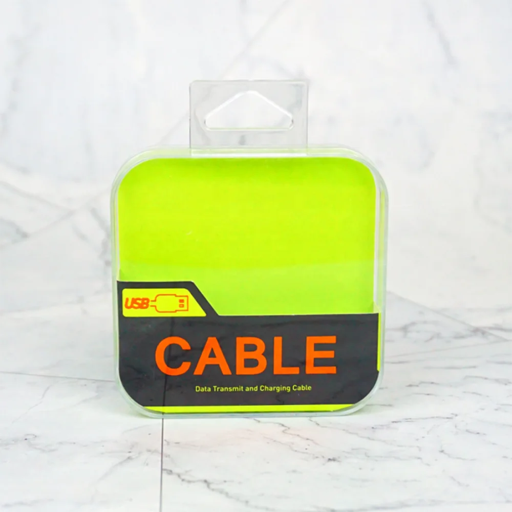 Small Square 1m USB Data Cable Plastic Clear Packaging Box
