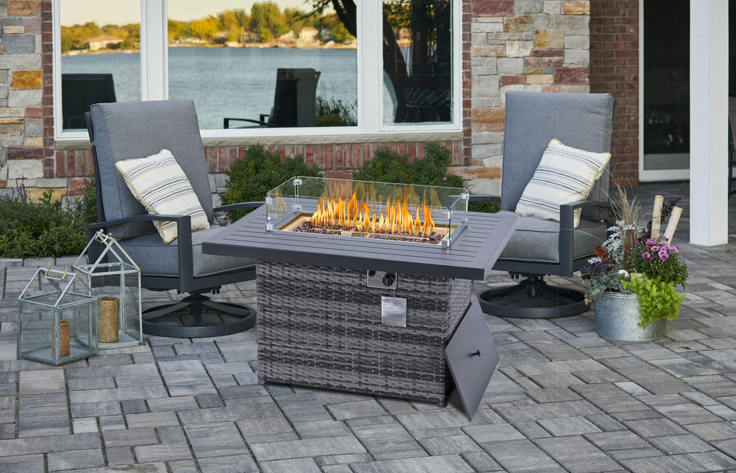 Outdoor Furniture Fire Pit Table With Garden Set Winter Butane Propane