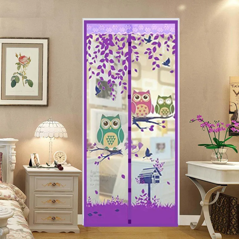 XinLan Premium Quality Magic Sliding Mesh Door Screen Auto Close Print Magnetic Screen Door Curtain