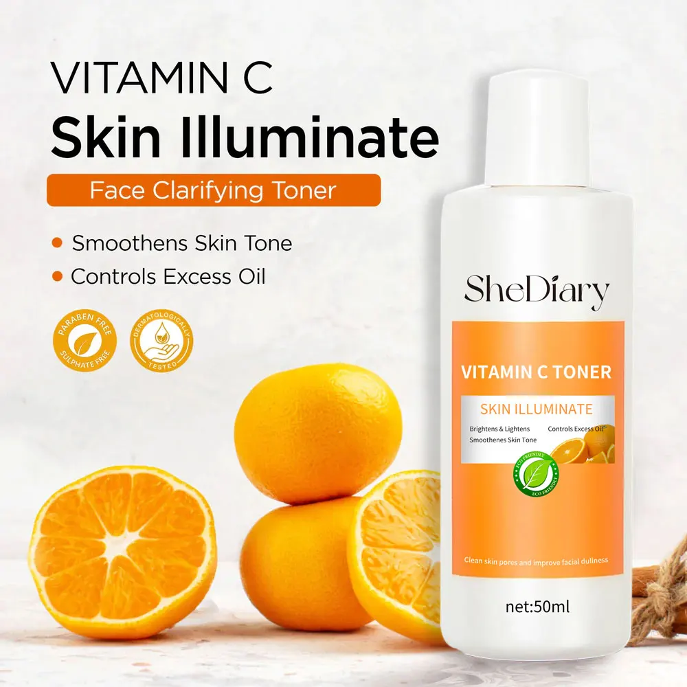 SheDiary Hot Selling Facial water Vitamin C Moisturizing Face Toner Shrink Pores Oil Control Vitamin C Toner for Face