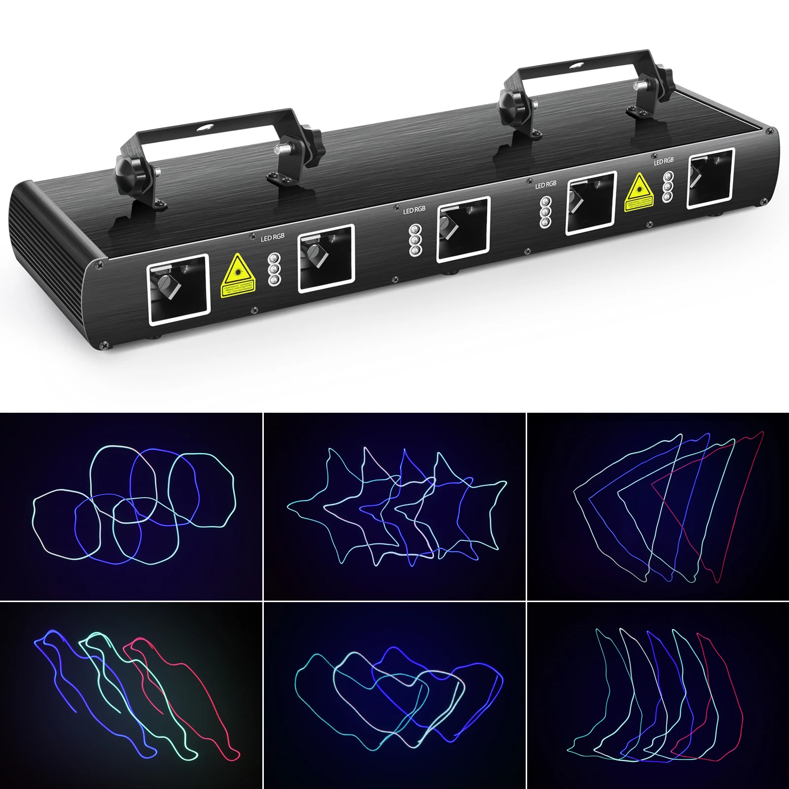 RGBYC Five-hole Laser + LED RGB Stage Light Party Beam DJ KTV Lights Pattern Projection Lazer Lamp Line Laser Lighting