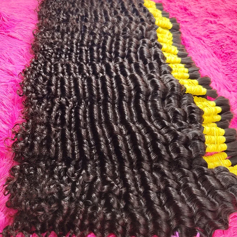 100 % menneskehår Virgin Deep Wave Curly Bulk vævning til fletning Ubehandlet 30 tommer_voghion.com