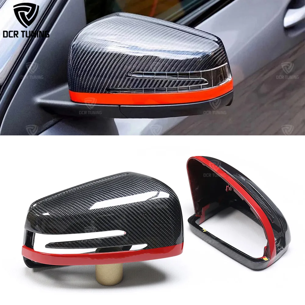 GreceYou Bright Black Carbon Fiber Cover Rearview Wing Mirror Case Cover For Mercedes-Benz C-Class W176 W246 W204 W212 W221 CLS X156 C117 