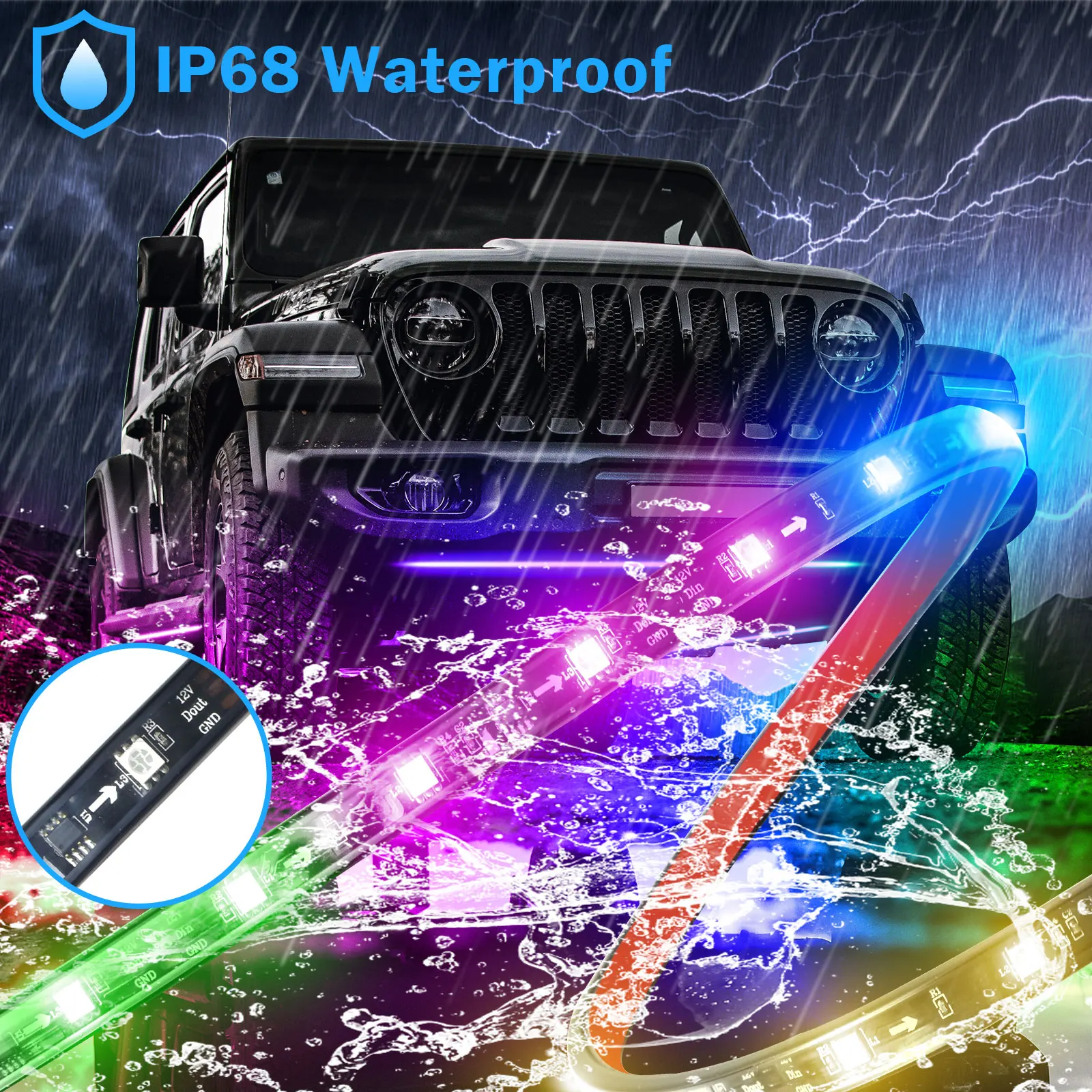 Kit Luci Sottoscocca Per Auto A LED RGB – 4 Strisce, Controllo App Bluetooth E Telecomando