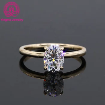 Free shipping 1.5 carat oval moissanite engagement ring diamond VVS D 14K solid yellow gold moissanite eternity ring for wedding