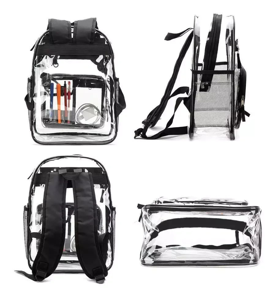 Heavy Duty Clear Backpack,Multipockets Transparent School Safety Bag