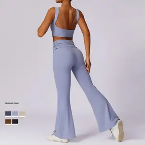 Custom Solid Breathable Tummy Control Quick Dry High-Waisted 2-Piece Activewear Daily Wear Training Elastic Outdoor Yoga Set