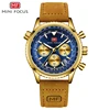 Cintura in pelle con 5 quadranti blu oro