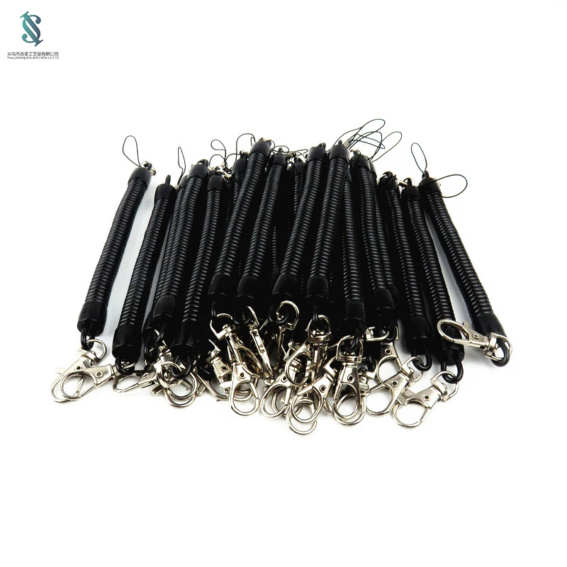 Оптовая продажа с фабрики, изготовленная на заказ Весенняя пластиковая рулонная веревка, ремешок для ключей, Весенняя цепочка для мобильного телефона