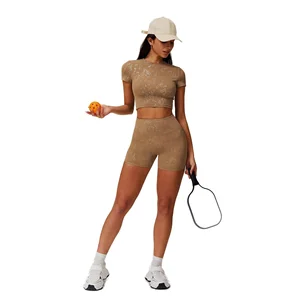 Ribbed Short Sleeve Crop Top for Yoga Lightweight Breathable Activewear for Pilates and Gym