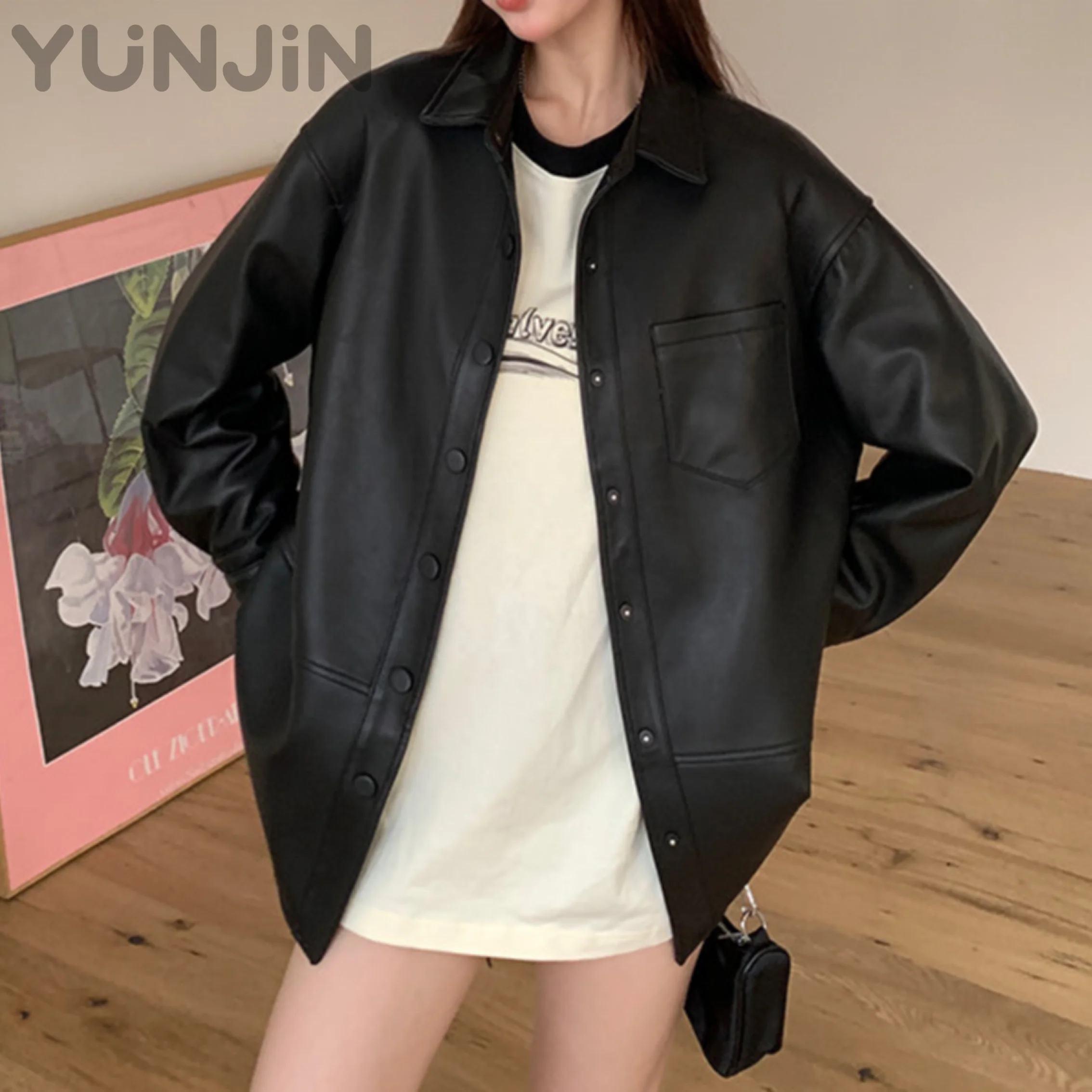 Women Sheep Leather Shirt Style Jacket American Style