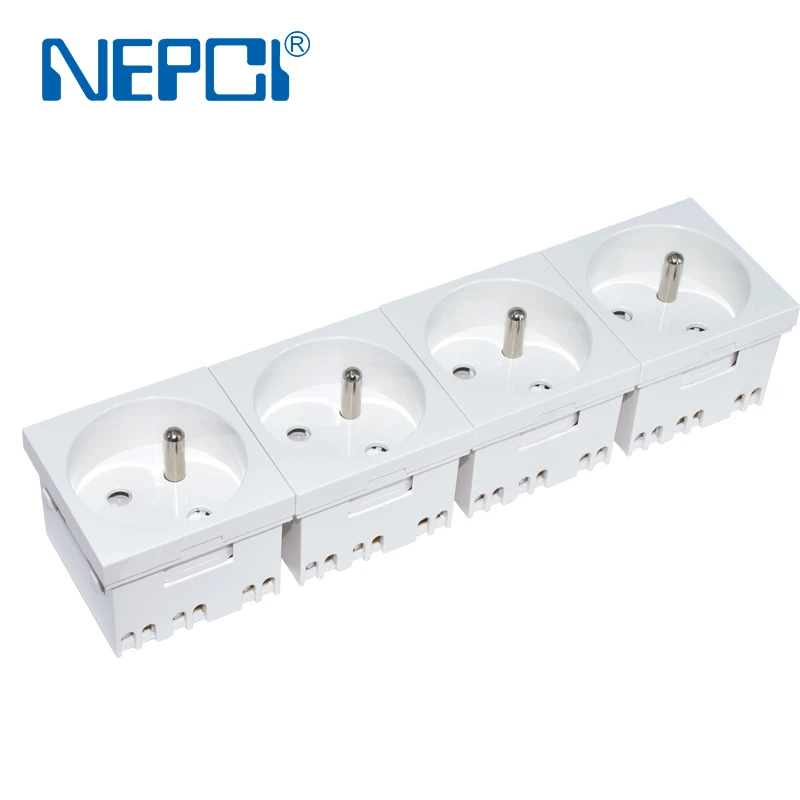 French Type Power Socket Module, NEPCI XJY-QB-32 Mechanism Socket Outlet 2P+E with Child Production Shutter 45x45 PC